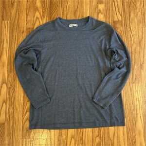Magellan Navy Waffle-Knit Long Sleeve 2XL Classic Fit Crew Neck Long Sleeve